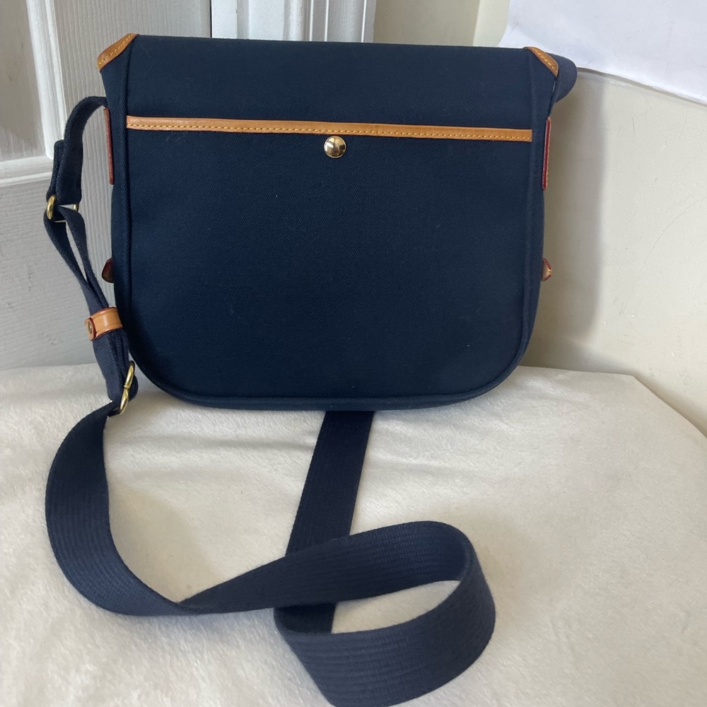 Dooney & Bourke Navy Messenger Bag with Tan Trim EUC - Picture 14 of 15